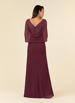 Azazie Laina vestidos de madre de la novia Vestido de Cabernet de Gasa de Sirena con Encaje image4