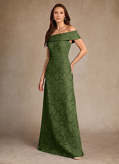 Azazie Medford 신부의 어머니 드레스 A라인 오프 더 숄더 플로럴 번아웃 플로어 길이 드레스 image5