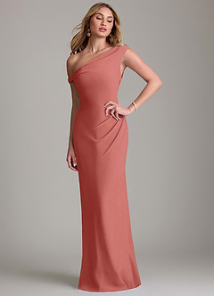 Azazie Emerson 신부 들러리 드레스 쉬스 오프 더 숄더 쉬폰 바닥 길이 드레스 image1