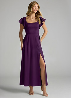 Azazie Bondi Suknie dla druhen Linia A Marszczony Satyna elastyczna Długość kostki Sukienka image1