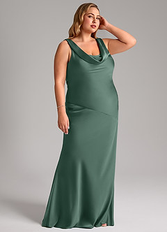 Azazie Rylina Vestidos de damas de honor Vestido de Eucalipto de Satén Elástico de Corte Sirena image10