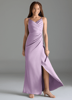 Azazie Maci Junior Klä av Sjöjungfru i Stretch Satin Plisserad image3