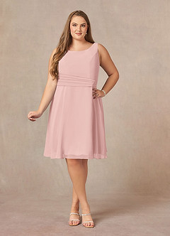 Azazie Shirley Mother of the Bride Dresses Powder Pink A-Line Scoop Pleated Chiffon Dress image11