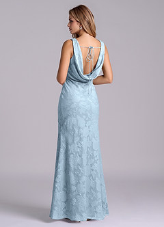 Azazie Rylina Final Sale Sky Blue Mermaid Floral Burnout Dress image3