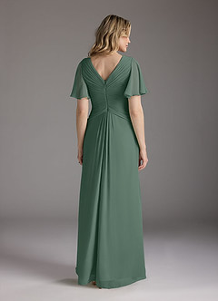 Azazie Morning Glory Kleider für die Brautmutter A-Linie V-Hals Gerüscht Chiffon Kleid Seemoos image2