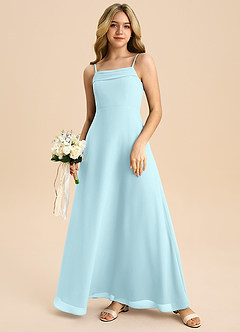 Azazie Anselie Junior Cloud Blue A-Line Off the Shoulder Chiffon Dress image7