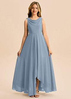 Azazie Mannie Junior Linia A Pofałdowany Szyfon Asymetryczny Młodsza druhna Sukienka image6