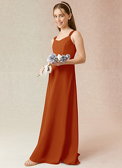 Azazie Denice Junior Paprika A-Line Chiffon Dress image5