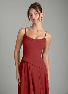 Azazie Gabriela Brautjungfernkleider A-Linie Korsett Chiffon Kleid Rost image9