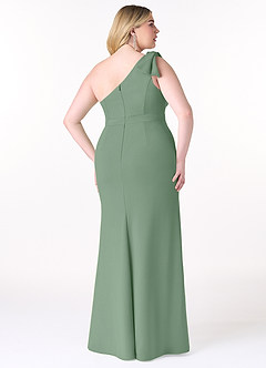 Azazie Rinna Bridesmaid Dresses Matcha Mermaid One Shoulder Stretch Crepe Dress image6