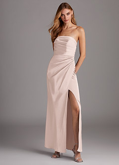 satin strapless bridesmaid dresses Charmeuse A-line Strapless Bridesmaid Gown