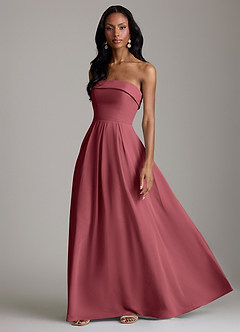 Azazie Lucienne Bridesmaid Dresses Merlot A-Line Strapless Chiffon Convertible Dress image5