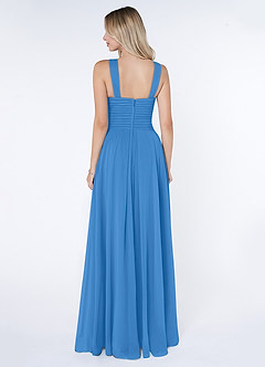 Azazie Kaleigh Robes de demoiselle d'honneur Robe Trapèze en Mousseline de soie Plissée Geai Bleu image2