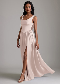 Azazie Novi Bridesmaid Dresses Blushing Pink A-Line with Pockets Stretch Satin Dress image6