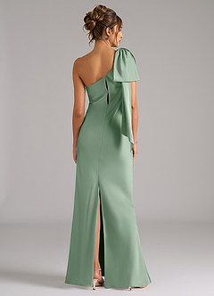 Azazie Capri Robes de demoiselle d'honneur Robe Sirène en Satin extensible Ue épaule Agave image2