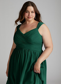 Azazie Angie Bridesmaid Dresses Emerald A-Line Corset Chiffon Dress image17