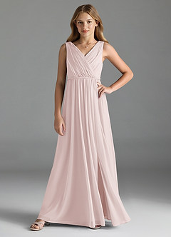 Azazie Tanicia Junior Vestido de Dusty Rose de Malla de Corte en A image3