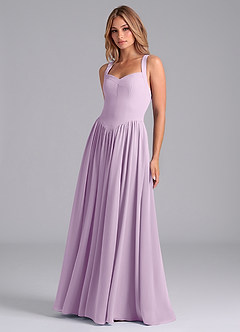 Azazie Francis Bridesmaid Dresses Frosted Lilac A-Line Corset Chiffon Dress image5