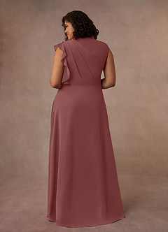 Azazie Narine Mère de la mariée Robes Robe Trapèze en Mousseline de soie Encolure haute plissée Rose Du Désert image12
