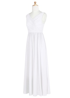 Azazie Sawyer A-Line Pleated Chiffon Floor-Length Junior Bridesmaid Dress image8