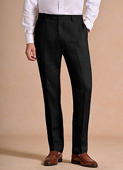 front Wesley Black Linen Blend Dress Pants