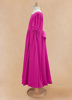 Azazie Joss Blumenmädchenkleider A-Linie mit ärmel Chiffon Kleid Fuchsia image8