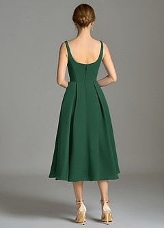 Azazie Amalie Abiti da Damigella Abito A-Line in Chiffon Plissettato Verde Scuro image2