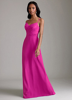Azazie Kali Bridesmaid Dresses Fuchsia A-Line Pleated Chiffon Dress image6
