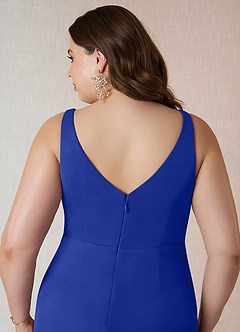 Azazie Leandra Bridesmaid Dresses Royal Blue Mermaid V-Neck Pleated Mesh Dress image13
