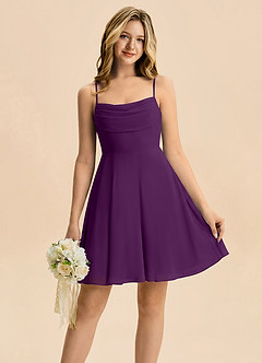 Azazie Bear Junior Grape A-Line Pleated Chiffon Dress image1
