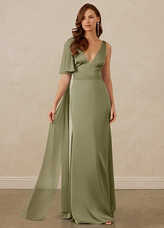 Christian Siriano Bridal for Azazie 1011 Brautjungfernkleider Meerjungfrau-Linie Schleifen Stretch-Satin Kleid Pistazie image6