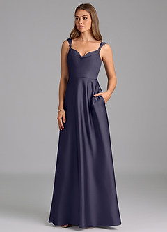 Azazie Beatrice 신부 들러리 드레스 A라인 스윗하트 네크라인 스트레치 새틴 바닥 길이 드레스 image3