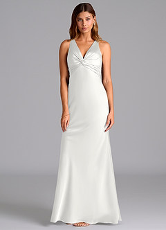 Azazie Hati Brudtärnklänningar Klä av Sjöjungfru i Stretch Satin Vit image5