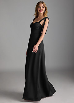 Azazie Lizet Bridesmaid Dresses Black A-Line Sweetheart Neckline Chiffon Dress image4