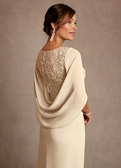 Azazie Santa Clara Mother of the Bride Dresses Champagne A-Line Lace Dress image6