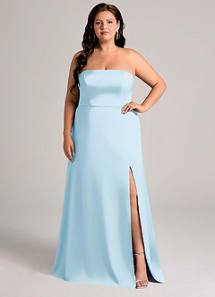 Azazie Wren Bridesmaid Dresses Sky Blue A-Line Strapless Stretch Satin Convertible Dress image1