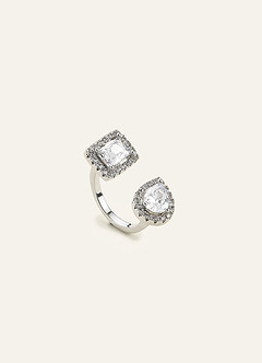 front Open Toi et Moi Pavé Halo Crystal Ring