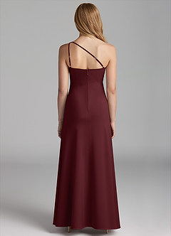 Azazie Mika Junior Robe Trapèze en Satin extensible Plissée Cabernet image2