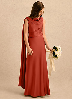 Azazie Sanah Girls Formal Flower Girl Klänningar Klänning A-Line i Stretch Satin Plisserad image1