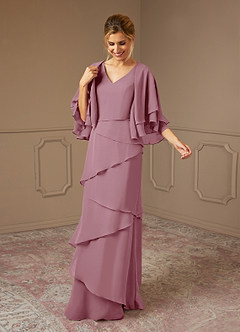 Azazie OHara Mother of the Bride Dresses Vintage Mauve A-Line V-Neck Chiffon Dress image3