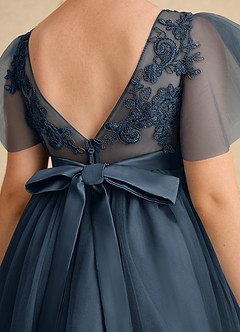Azazie Queenie Robe Demoiselle D'honneur Fillette Robe Trapèze en Dentelle Neptune image6