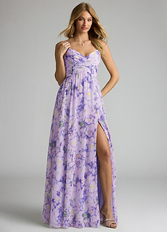 Azazie Alia Bridesmaid Dresses Lilac Bloom A-Line Pleated Chiffon Dress image4
