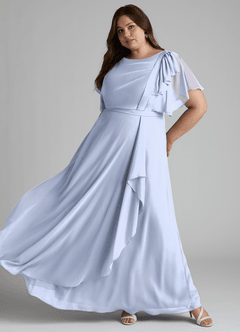 Azazie Aaliyah Modest Bridesmaid Dresses A-Line Scoop Pleated Chiffon Floor-Length Dress image8