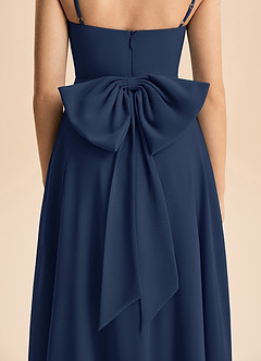 Azazie Bear Junior Dark Navy A-Line Pleated Chiffon Dress image7