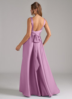 Azazie Kora Bridesmaid Dresses Wisteria A-Line Pleated Stretch Satin Dress image6