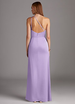 Azazie Mika Bridesmaid Dresses Lilac Sheath One Shoulder Stretch Satin Dress image2