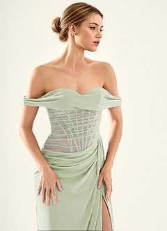 Seraphinalyn Light Green Satin Faced Chiffon Satin Faced Chiffon Prom Dress image7