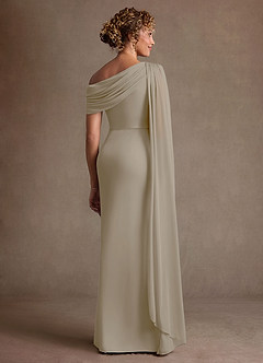 Azazie Bassi 신부의 어머니 드레스 인어 오프 더 숄더 망사 플로어 길이 드레스 image2