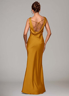 Azazie Rylina Bridesmaid Dresses Butterscotch Mermaid Stretch Satin Dress image5