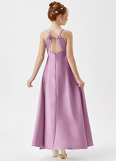 Azazie Avelina Junior Robe Trapèze en Satin extensible Plissée Glycine image2